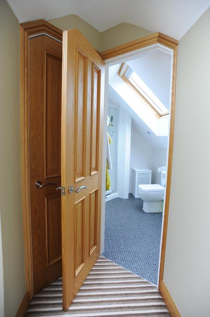 ensuite in loft conversion barnsley with oak second fix